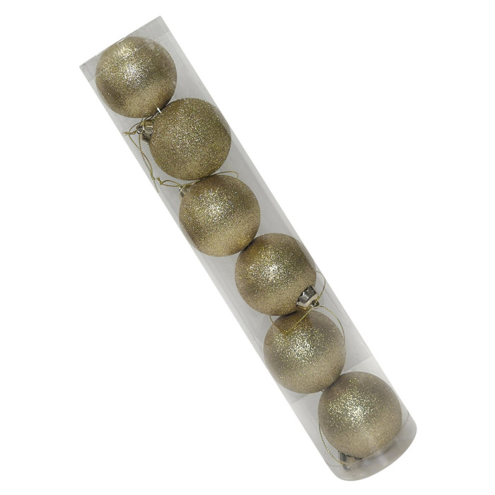 Новорічний набір ялинкових золотих куль 6 см – 6 шт