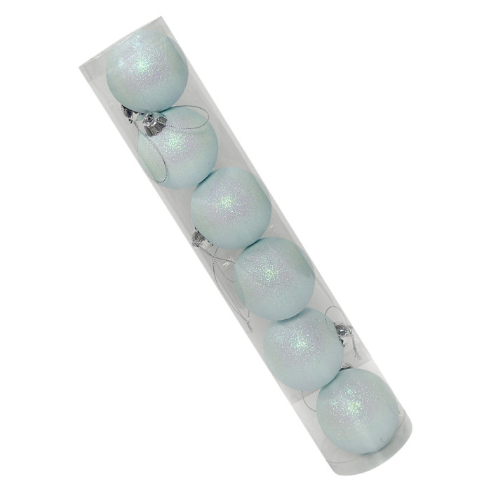 Новорічний набір ялинкових блакитних куль 6 см – 6 шт