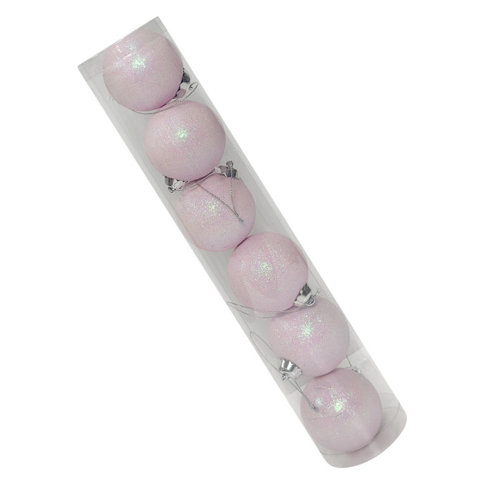 Новорічний набір ялинкових рожевих куль 6 см – 6 шт