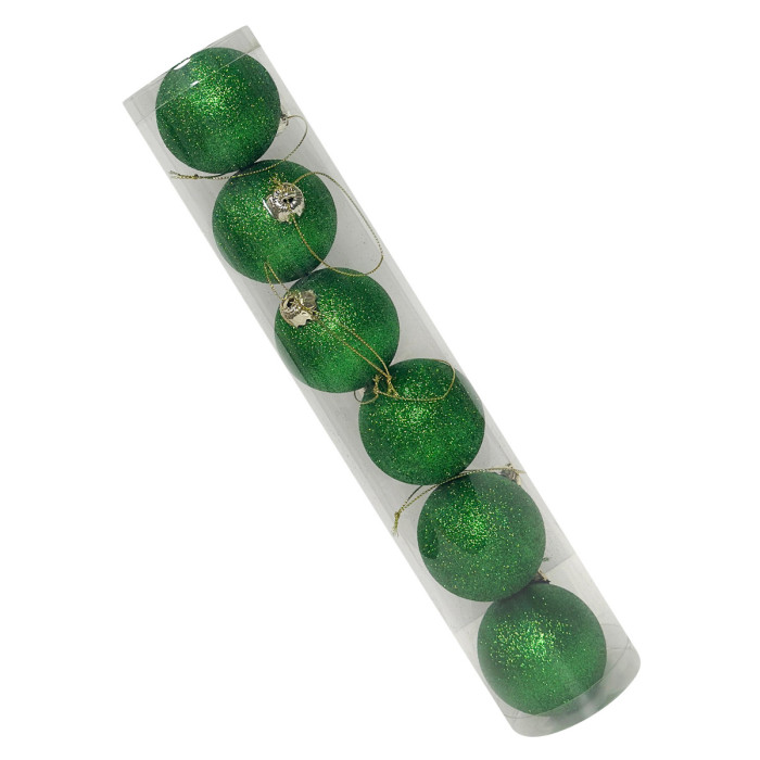 Новогодний набор ёлочных зеленых шаров 6 см – 6 шт