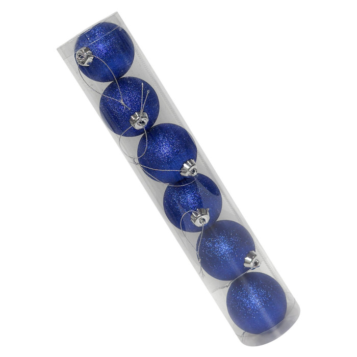 Новорічний набір ялинкових синіх куль 6 см – 6 шт