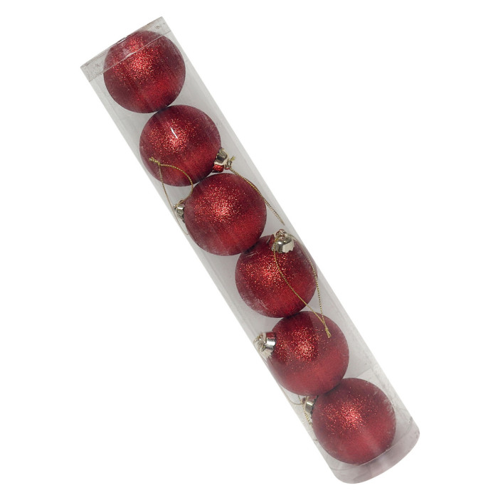 Новогодний набор ёлочных красных шаров 6 см – 6 шт