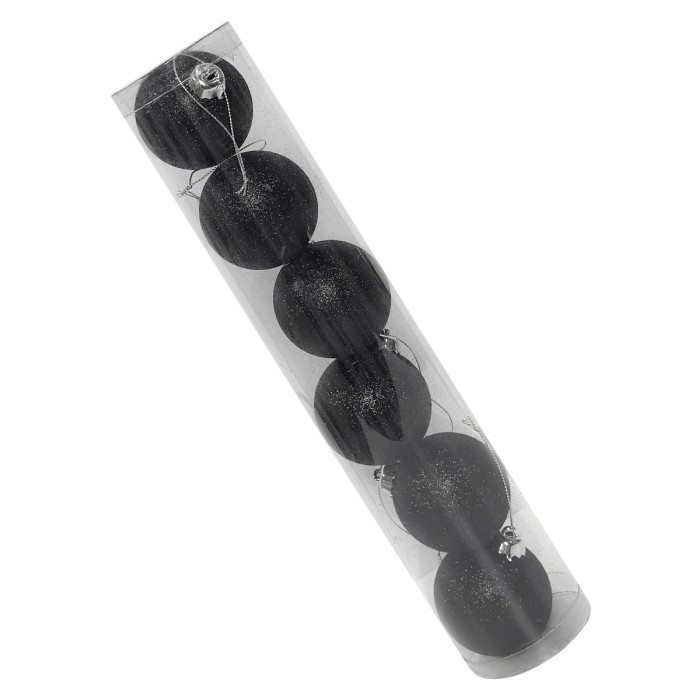 Новорічний набір ялинкових чорних куль 6 см – 6 шт