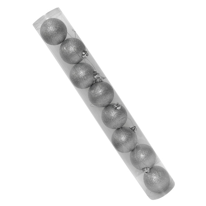 Новогодний набор ёлочных серебряных шаров 6 см – 8 шт