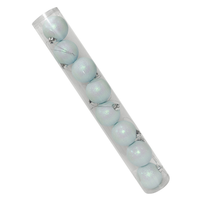 Новогодний набор ёлочных голубых шаров 6 см – 8 шт