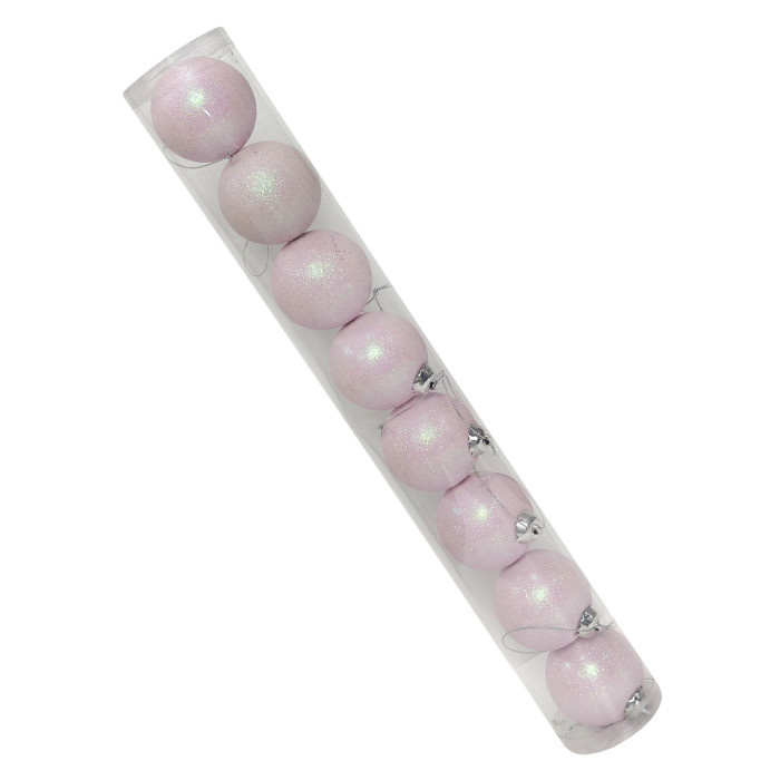 Новорічний набір ялинкових рожевих куль 6 см – 8 шт