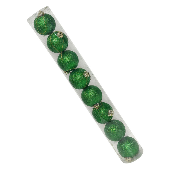 Новорічний набір ялинкових зелених куль 6 см – 8 шт