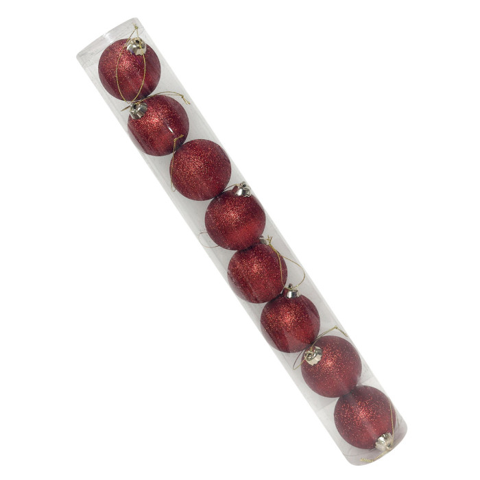 Новорічний набір ялинкових червоних куль 6 см – 8 шт