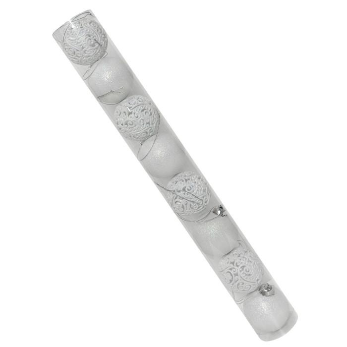 Новогодний набор ёлочных ажурных белых и белых шаров 6 см – 8 шт