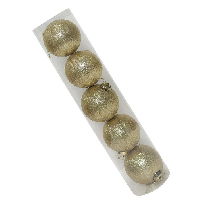 Новорічний набір ялинкових золотих куль 8 см – 5 шт