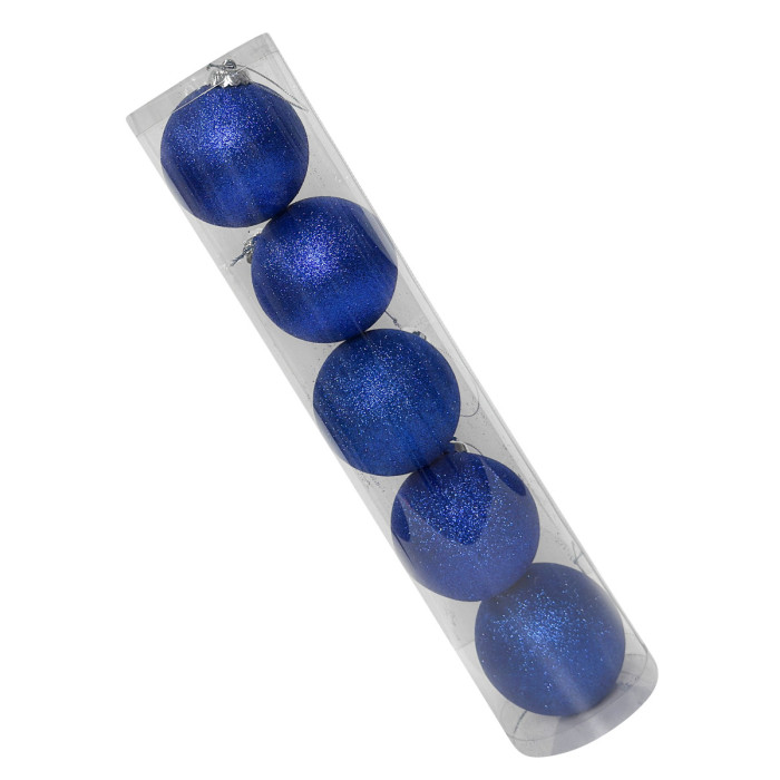 Новогодний набор ёлочных синих шаров 8 см – 5 шт