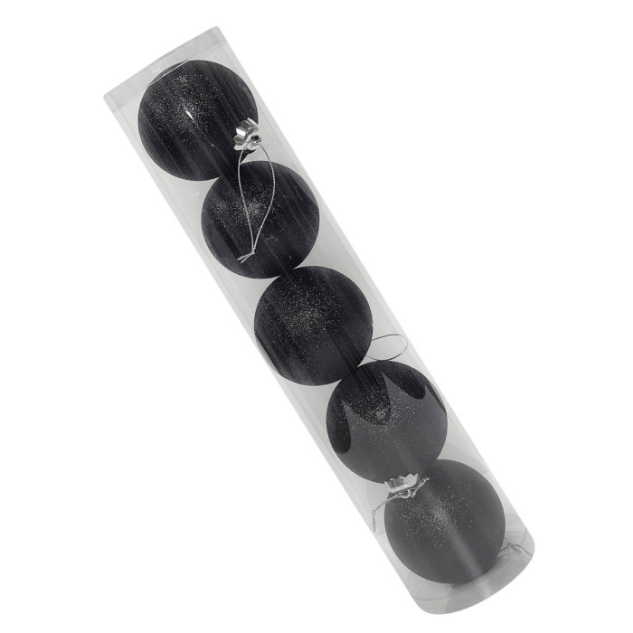 Новогодний набор ёлочных черных шаров 8 см – 5 шт