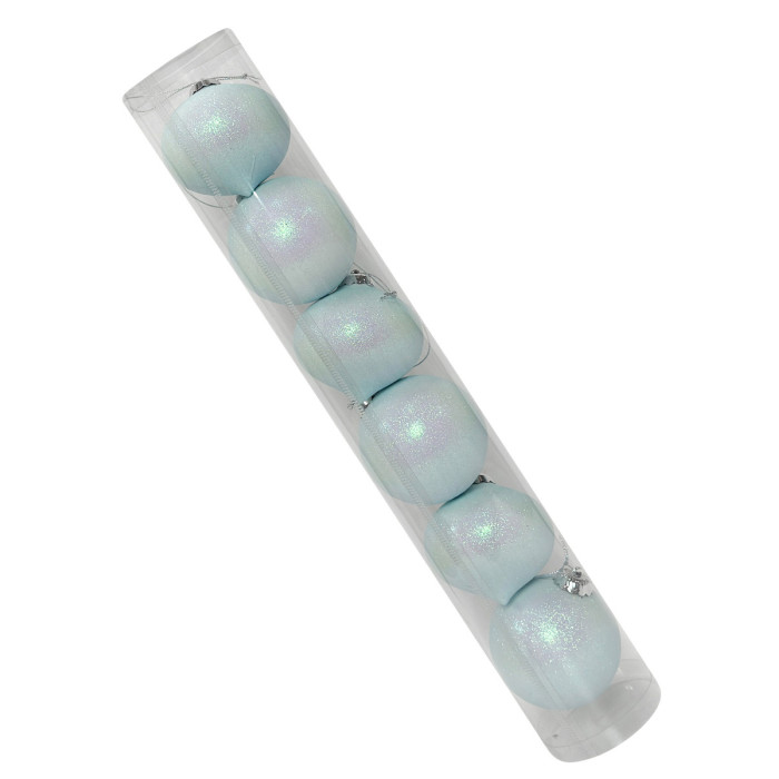 Новогодний набор ёлочных голубых волчков и голубых шаров 8 см – 6 шт