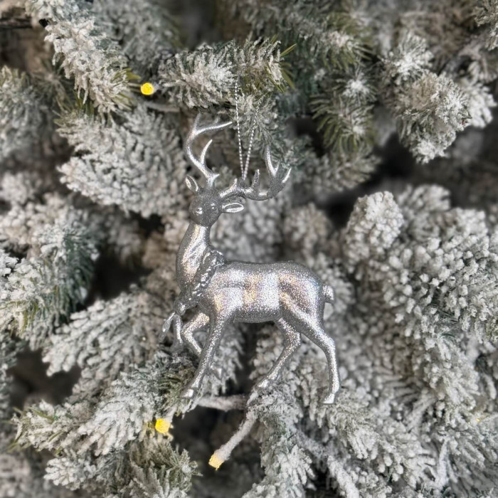 Прикраса новорічна Олень - срібний