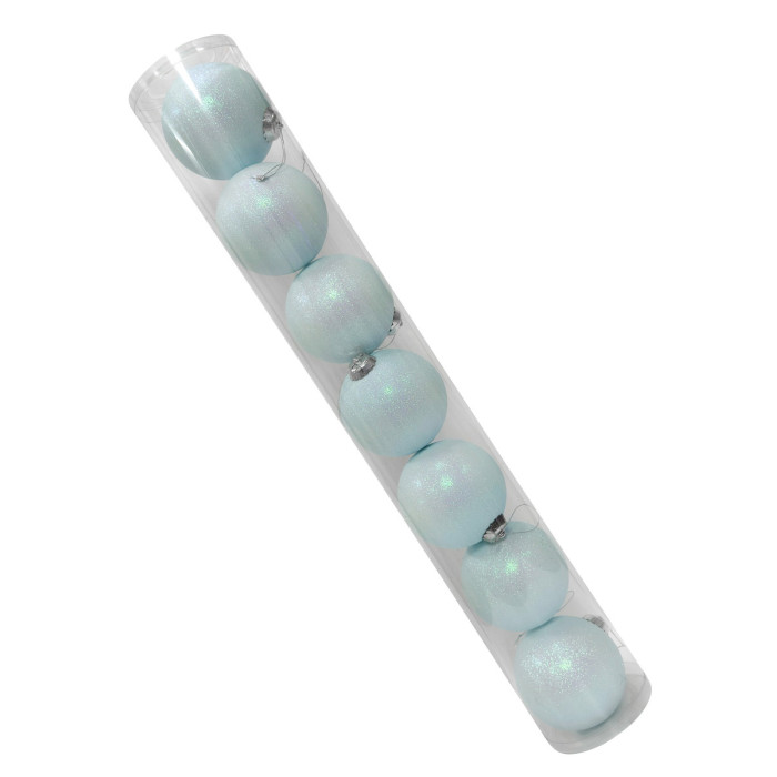 Новогодний набор ёлочных голубых шаров 10 см – 7 шт