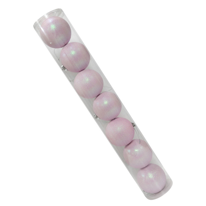 Новорічний набір ялинкових рожевих куль 10 см – 7 шт