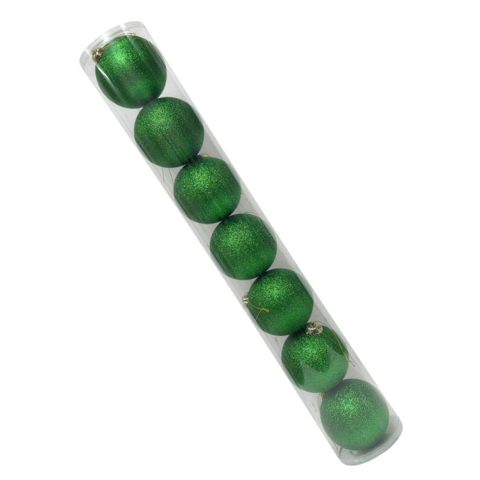 Новогодний набор ёлочных зелёных шаров 10 см – 7 шт