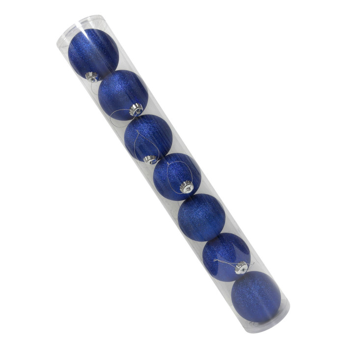 Новорічний набір ялинкових синіх куль 10 см – 7 шт