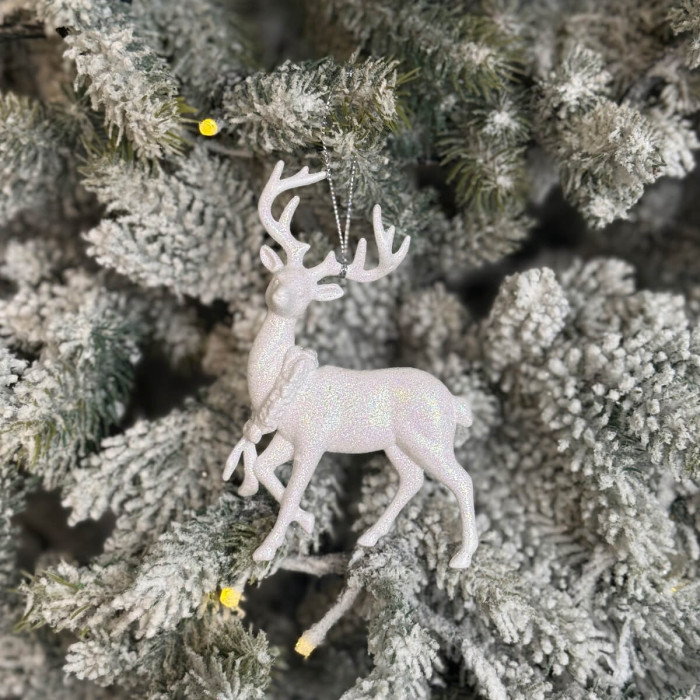 Прикраса новорічна Олень - білий
