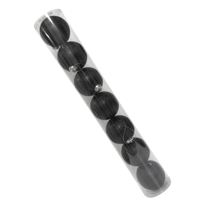 Новогодний набор ёлочных чёрных шаров 10 см – 7 шт