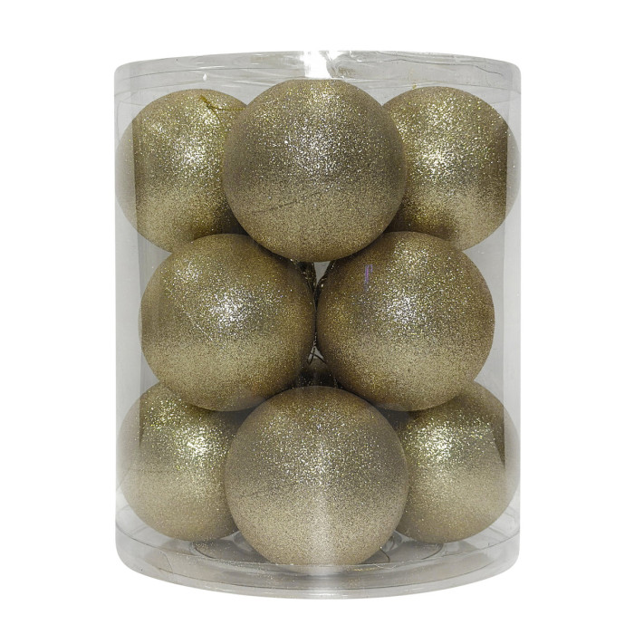 Новогодний набор ёлочных золотых шаров 8 см – 12 шт