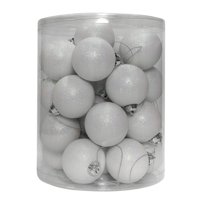 Новорічний набір ялинкових білих куль 6 см – 28 шт