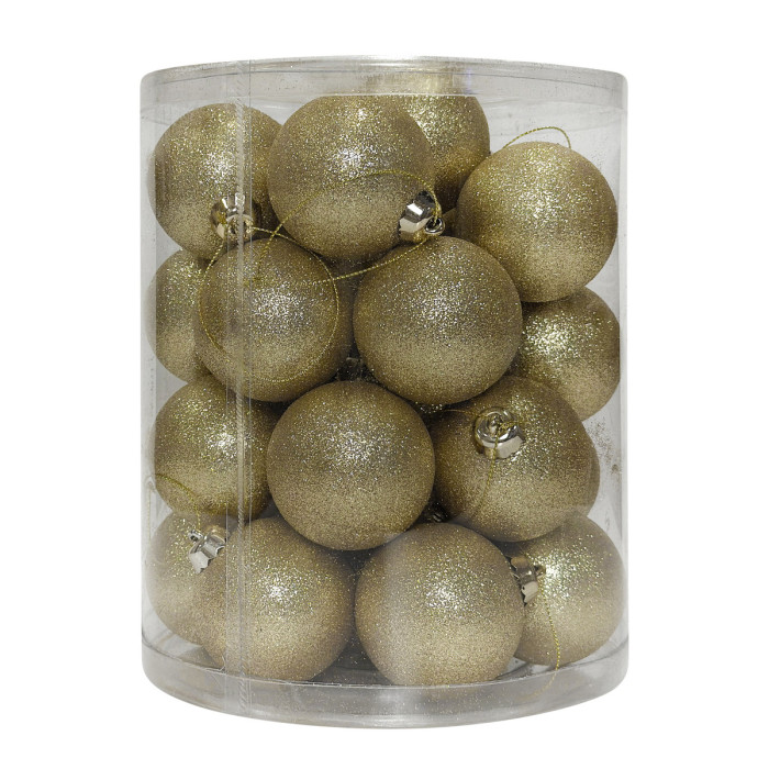 Новорічний набір ялинкових золотих куль 6 см – 28 шт