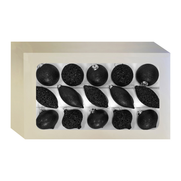 Новорічний набір ялинкових прикрас чорних – 15шт