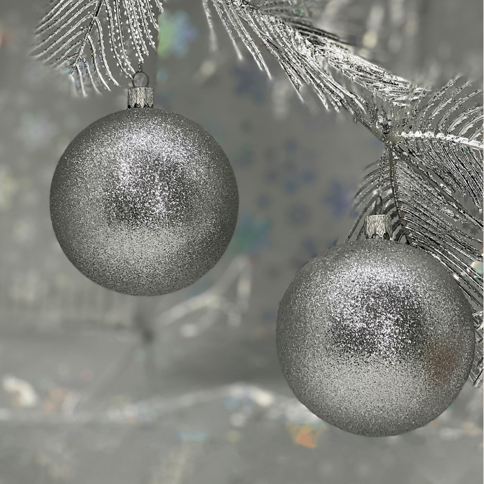 Christmas tree ornaments set box-2 silver – 8pcs