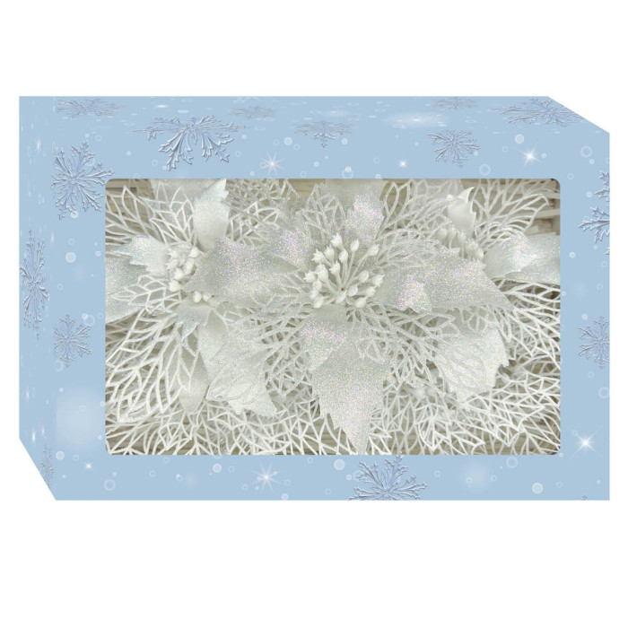 Новорічний набір ялинкових прикрас Christmas box-6 білих – 6шт