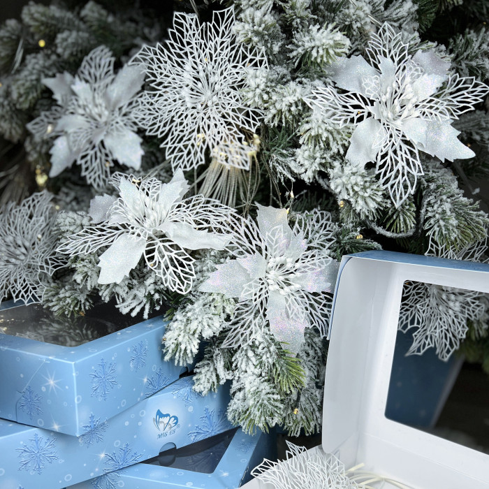 Новорічний набір ялинкових прикрас Christmas box-6 білих – 6шт