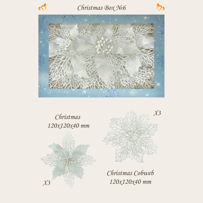 Новорічний набір ялинкових прикрас Christmas box-6 білих – 6шт