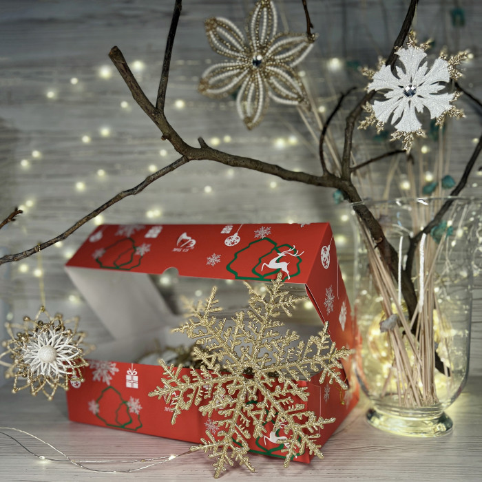 Christmas tree ornaments set box-9 white and gold – 7pcs