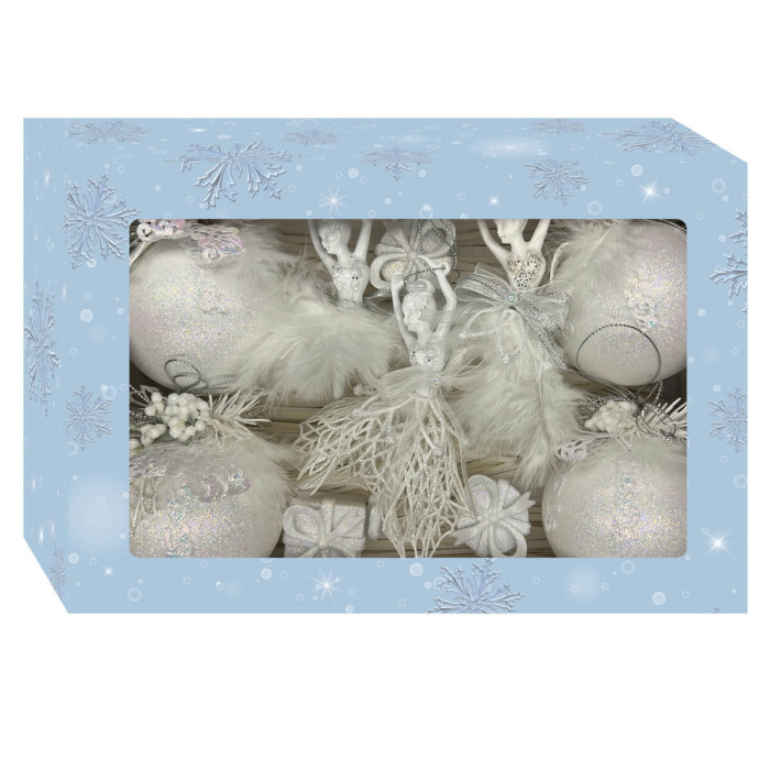 Новорічний набір ялинкових прикрас Christmas box-30 білих – 10шт