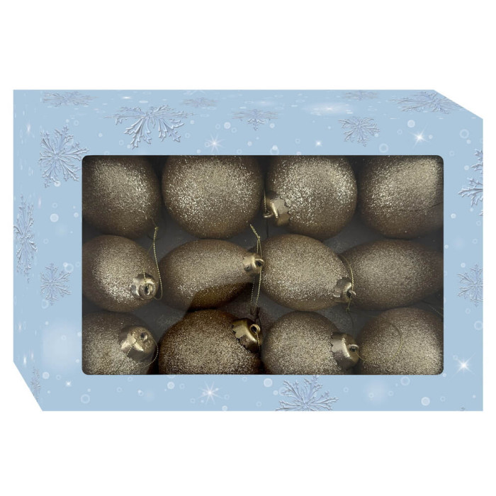 Новорічний набір ялинкових прикрас Christmas box-38 золотих – 12шт