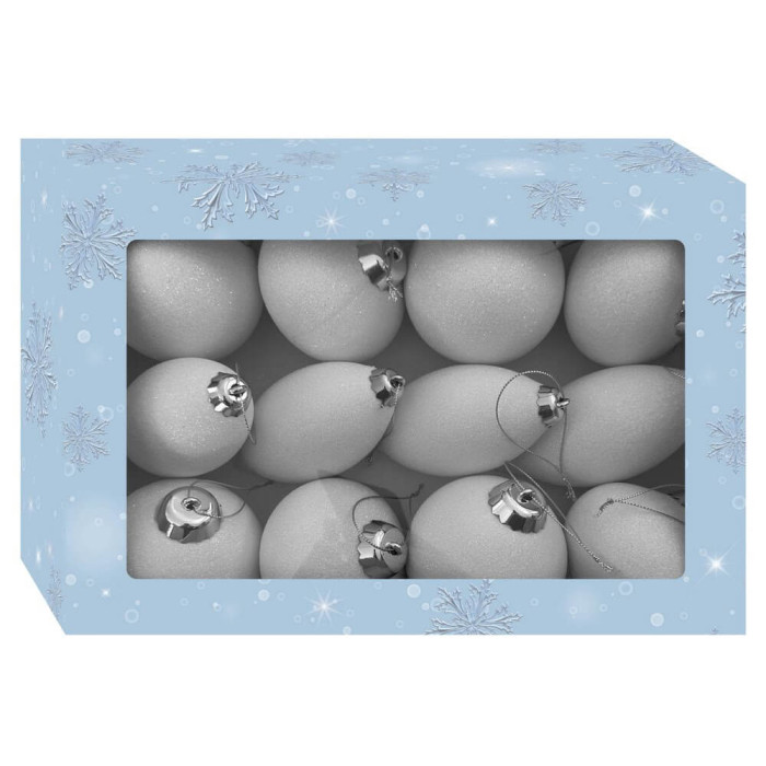 Новорічний набір ялинкових прикрас Christmas box-39 білих – 12шт