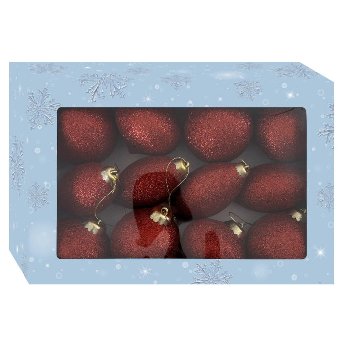 Новорічний набір ялинкових прикрас Christmas box-40 червоних – 12шт