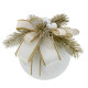 Decorated Ball 10 cm White with White Bow and Gold Decor