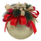 Decorated Ball 10 cm Gold with Red Bow and Pine Decor