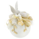 Decorated Ball 10 cm White with Gold Ribbon and Hummingbird