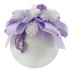 Decorated Ball 10 cm White with Lavender Bow and Bell