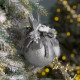 Decorated Ball 10 cm Silver with Grey Ribbon and Hummingbird