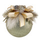 Decorated Ball 10 cm Gold with Cream Ribbon and Feathers