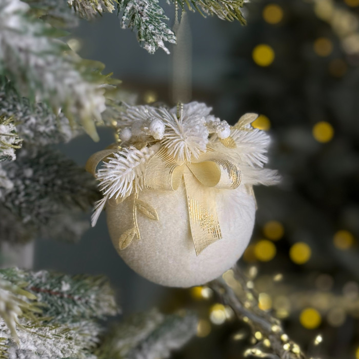 Christmas Ball Decorated 8 cm Gold with Gold Bow