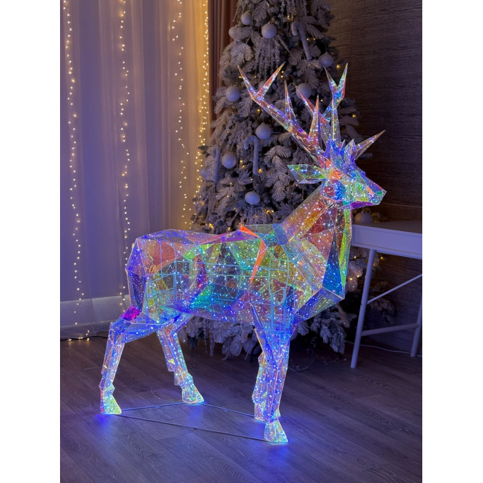 Новорічна прикраса Олень великий голографічний з LED підсвічуванням