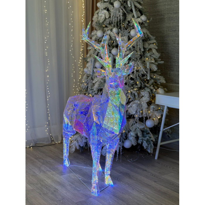 Новорічна прикраса Олень великий голографічний з LED підсвічуванням