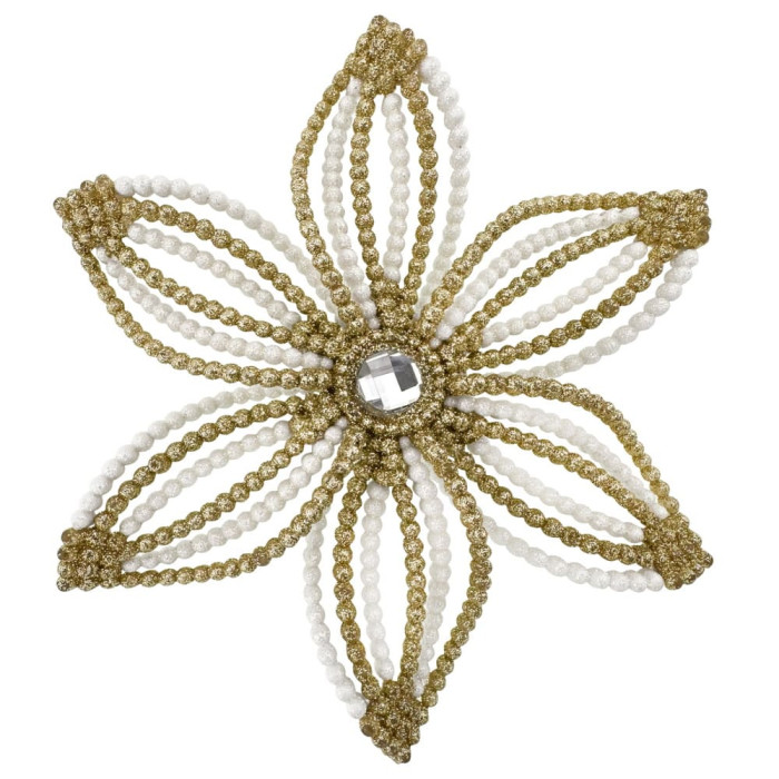 Christmas decoration Snowflake Edelweiss - white-gold