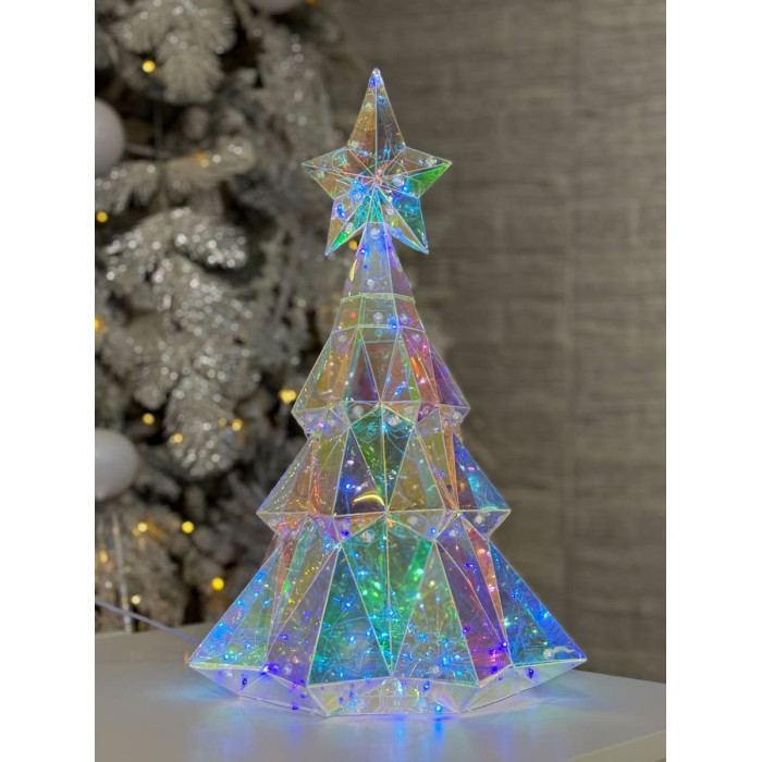 Christmas Decoration Small Holographic Tree with LED Lighting