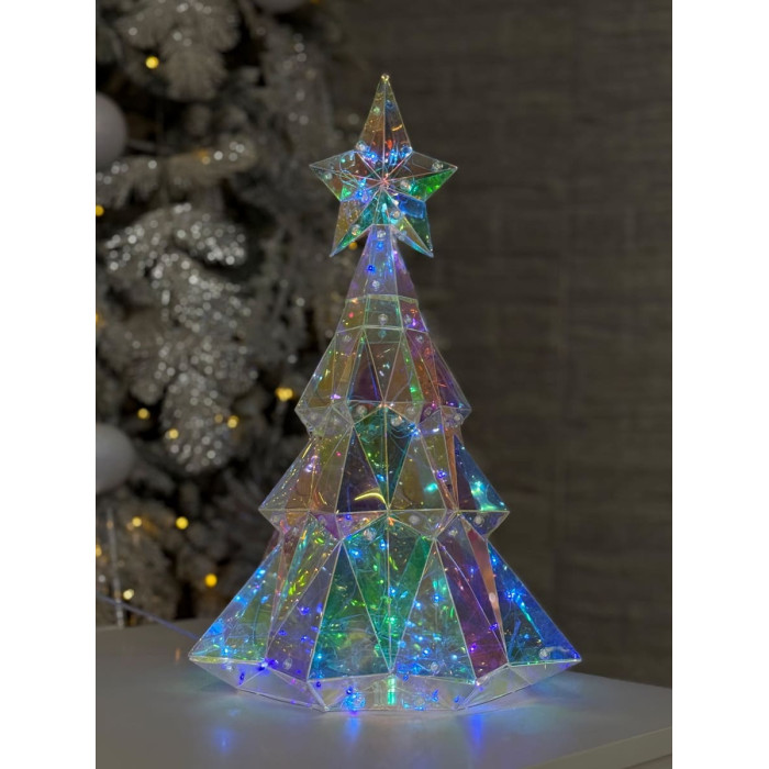 Christmas Decoration Small Holographic Tree with LED Lighting