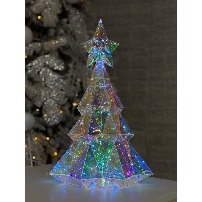 Christmas Decoration Small Holographic Tree with LED Lighting